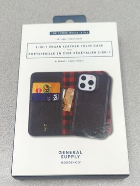 2 in 1 Vegan Leather Folio iPhone 14 Pro Magnetic Phone Case  + Wallet